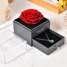 Rose Flower Jewelry Gift Box with Necklace